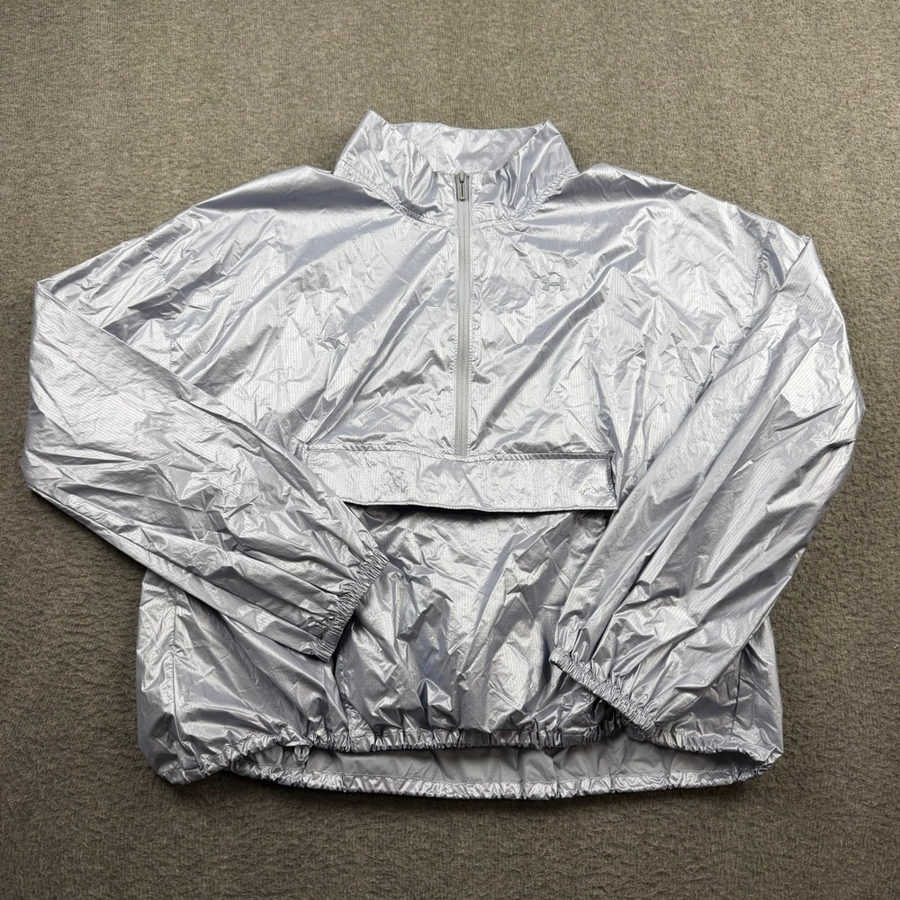 Under Armour Silver / Light Blue Metallic Half-Zip Windbreaker Jacket